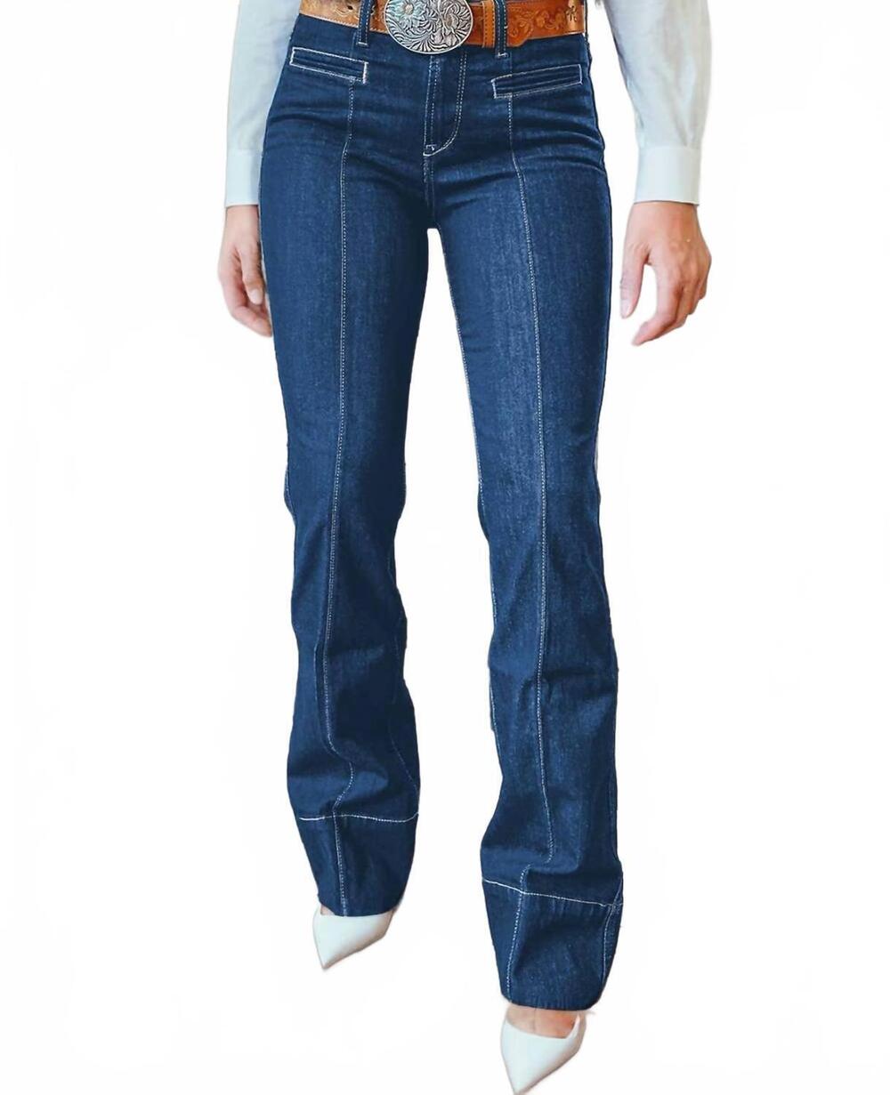 NEW 1 THE WOMAN center seam deep wash straight jeans in blue